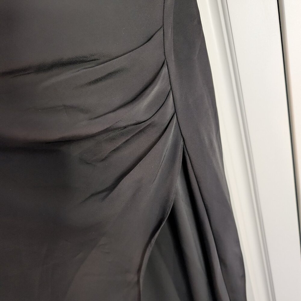 Altar’d State Black Satin Cowl Neck Ruched Maxi Dress S Bias Cut Whimsigoth NWT - Picture 5 of 14